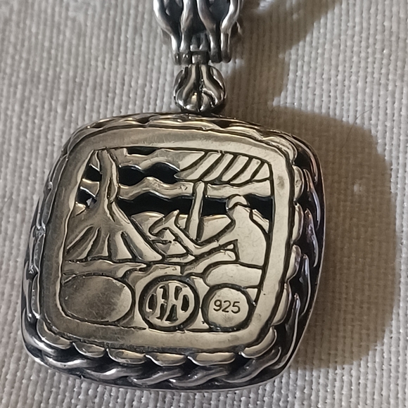 John Hardy Classic Chain Icon Necklace and Hammered Square Pendant, SS - Picture 8 of 9